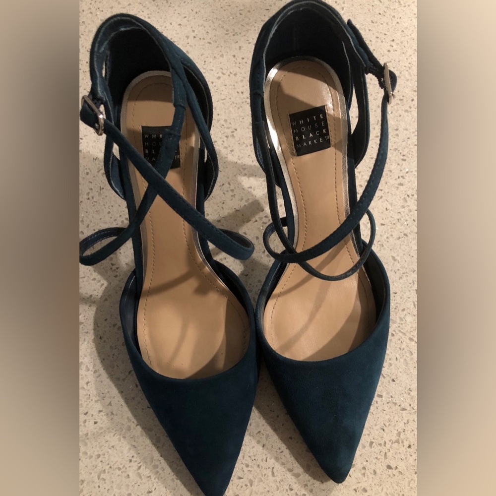 White House Black Market Green/Blue Heels